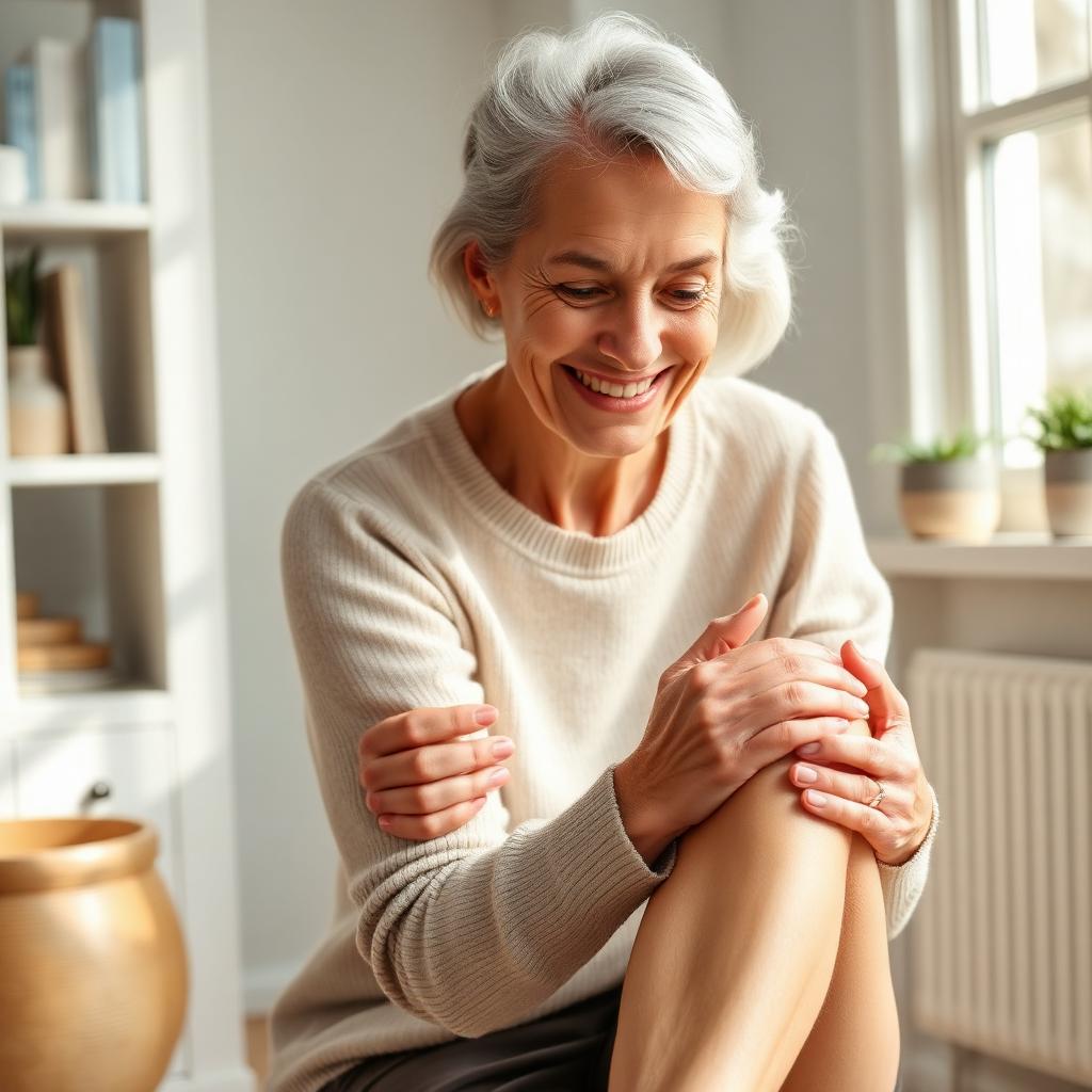 Woman applying Arthryon Heat Relief Cream to her knee